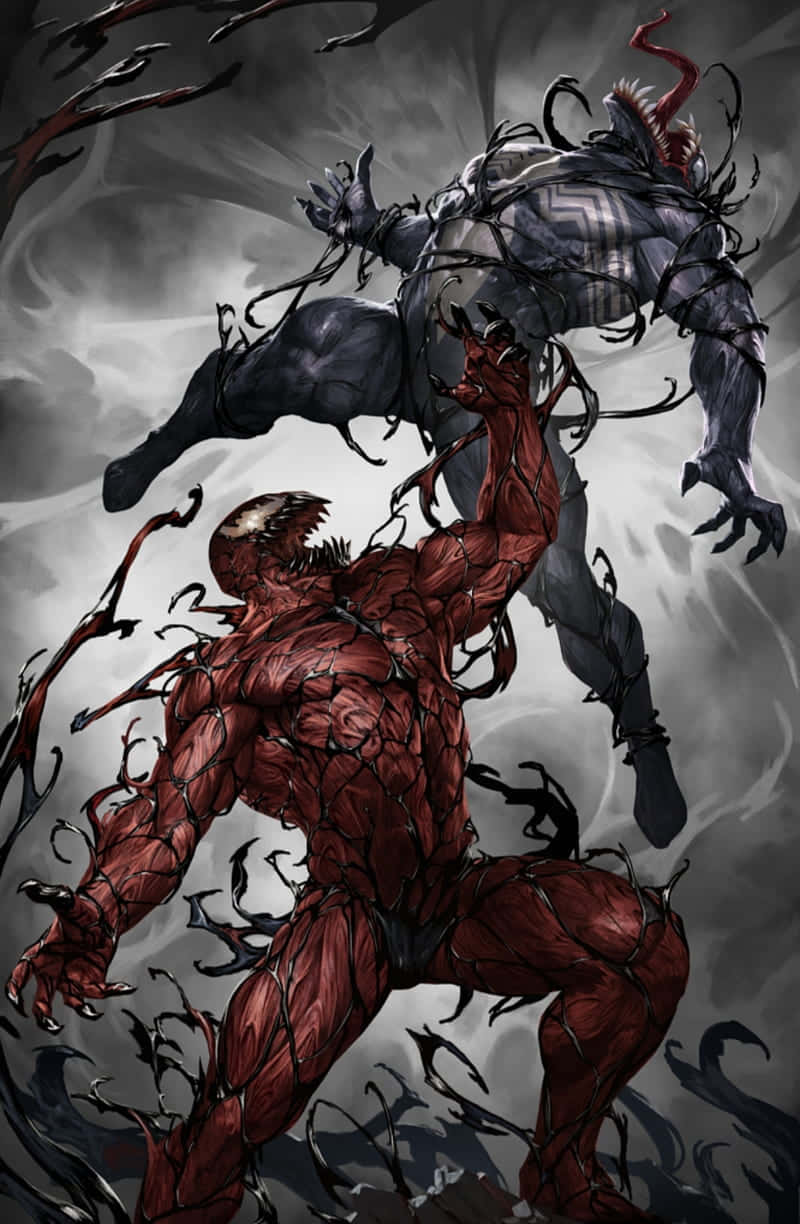 Enepisk Strid - Venom Mot Carnage. Wallpaper