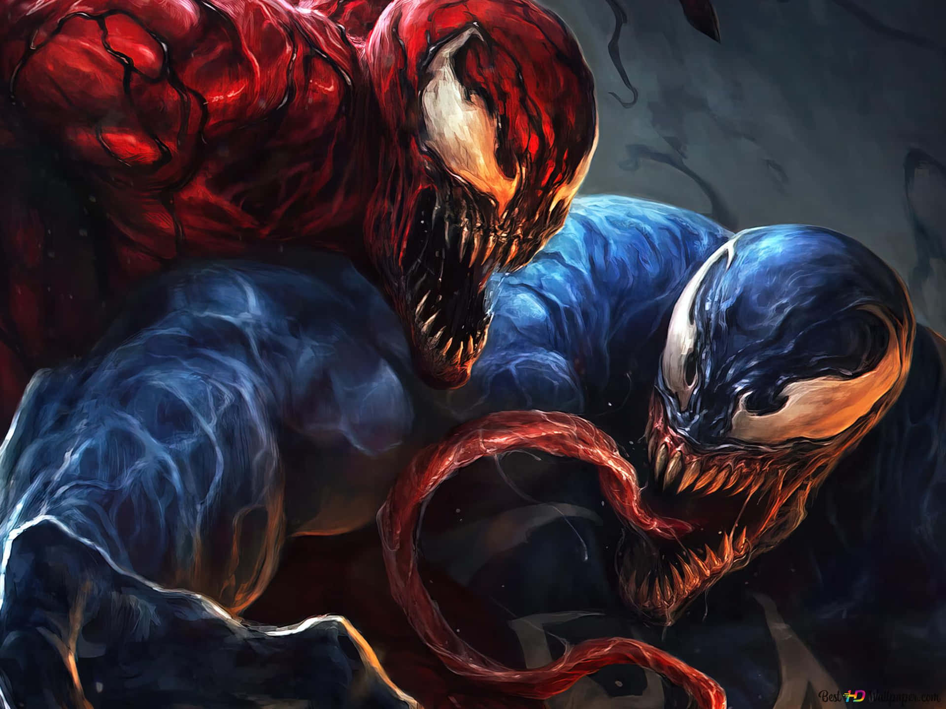 Stupendodipinto Artistico Di Venom Vs Carnage Sfondo