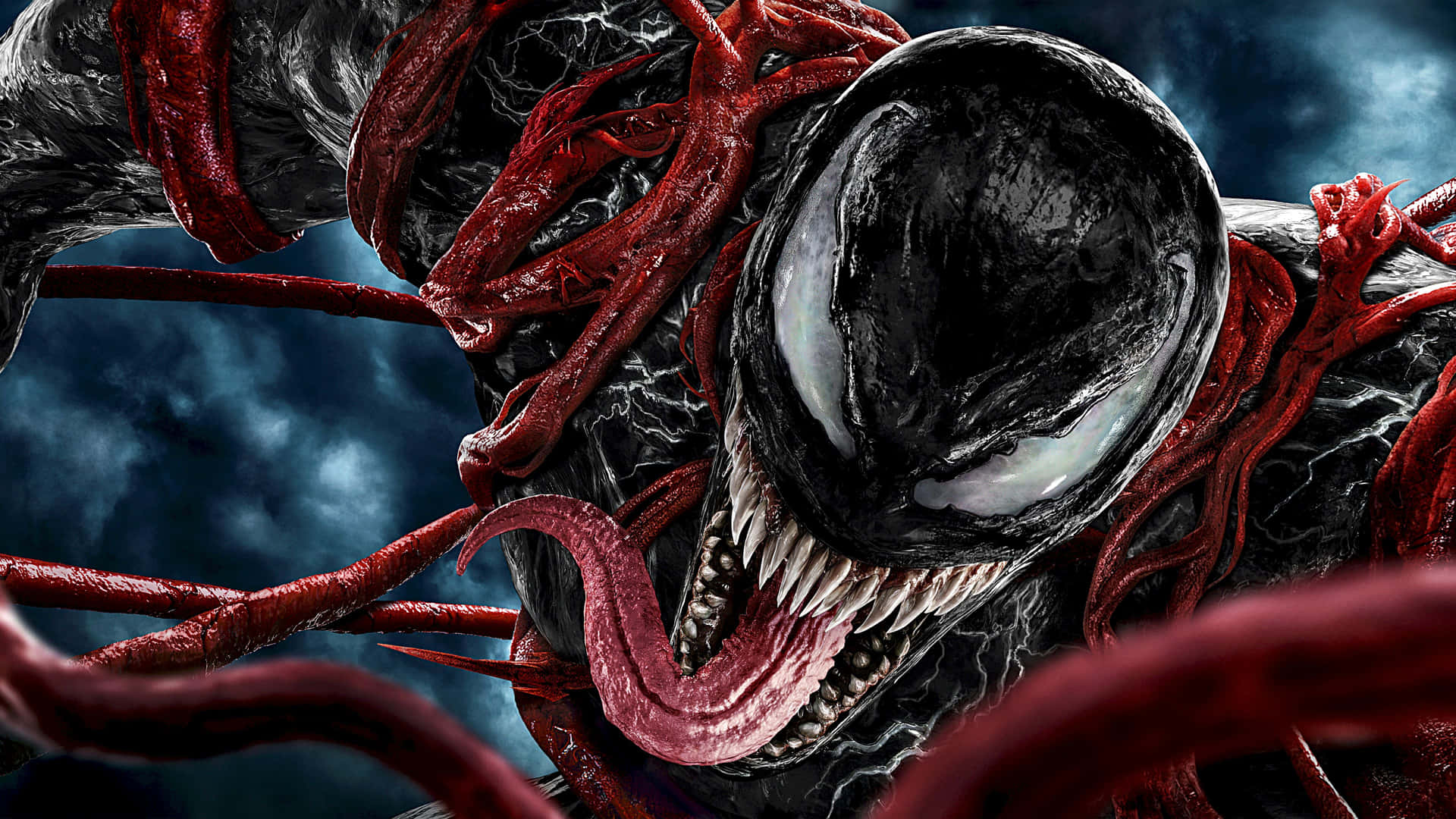 Mientrasel Bien Y El Mal Libran Una Guerra, El Genial Venom Y Carnage Se Enfrentan Cara A Cara. Fondo de pantalla