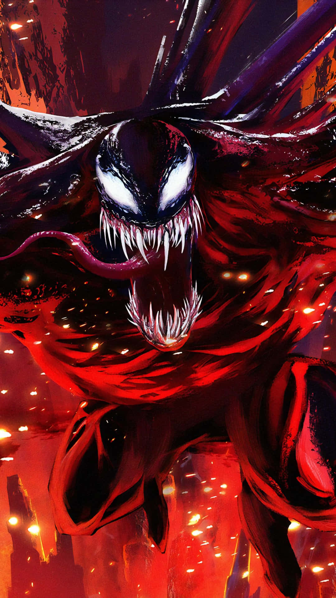 Cool Venom Vs Carnage Flying Mouth Open Wallpaper