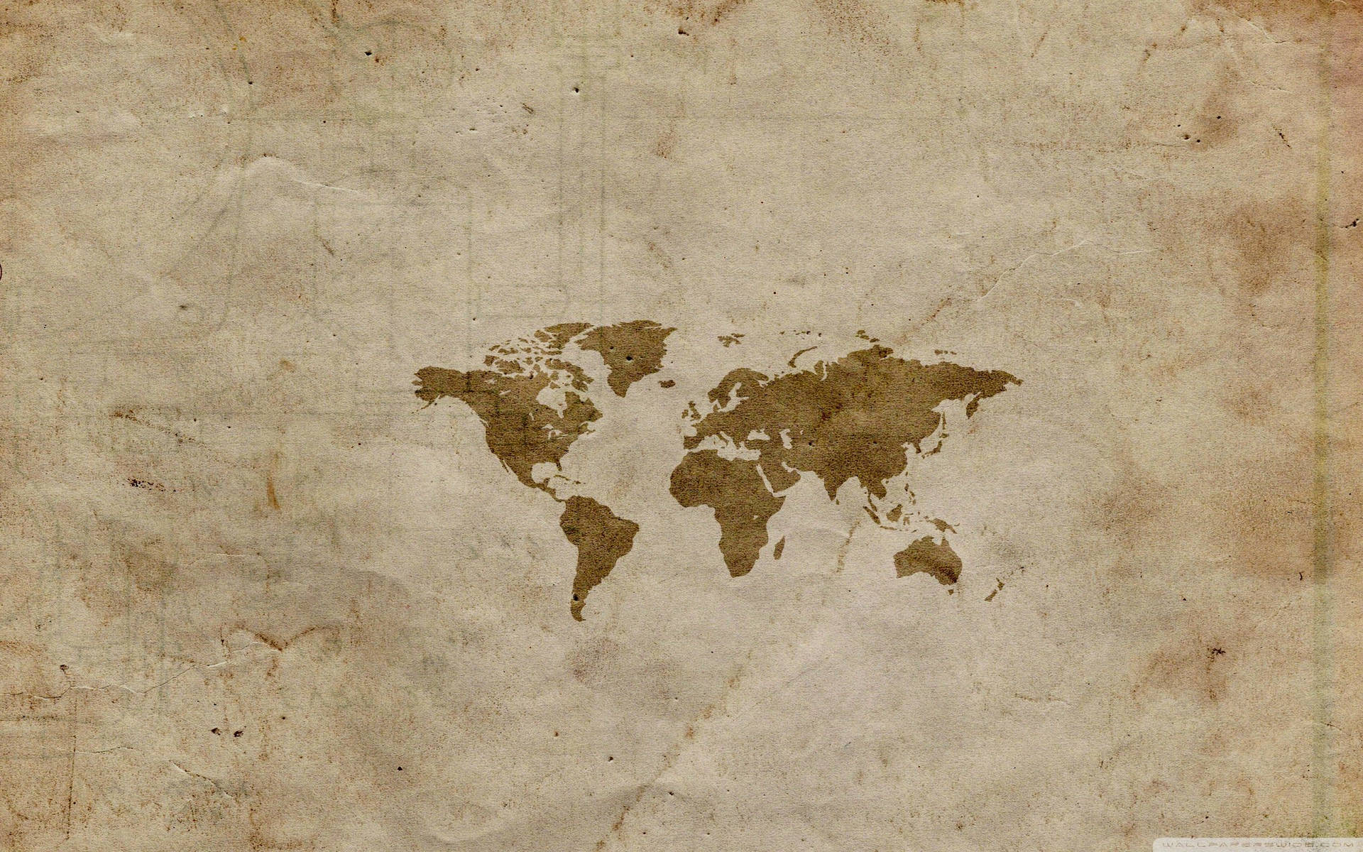 A World Map On A Brown Paper Background Wallpaper