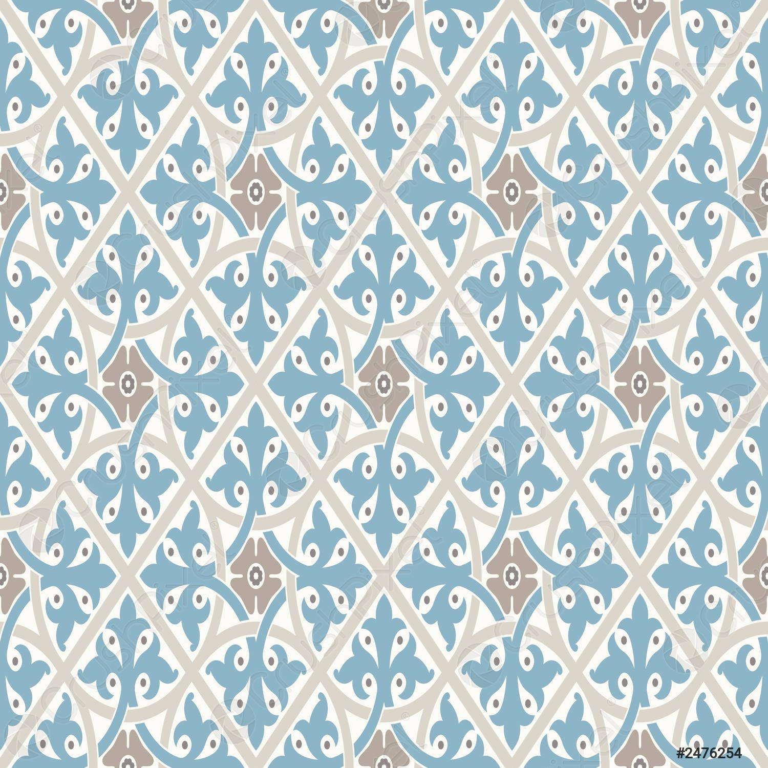 A Blue And White Tile Pattern Wallpaper
