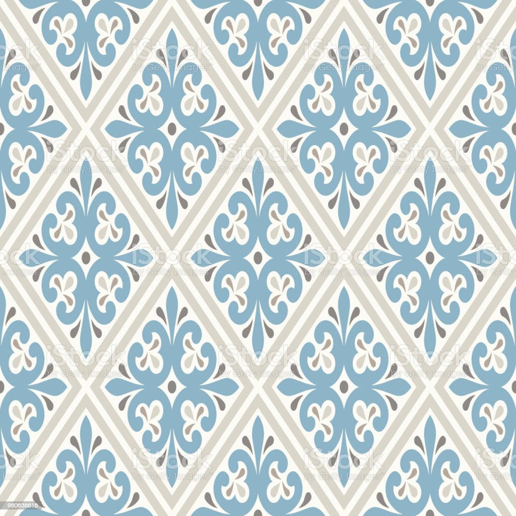 Enblå Och Vit Kakel-mönsterfotografi Wallpaper
