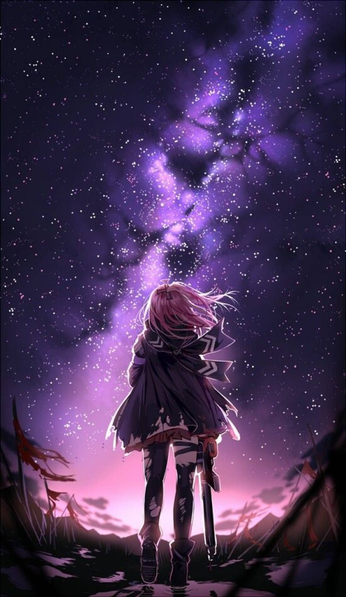 Cool Violet Sky Anime Wallpaper