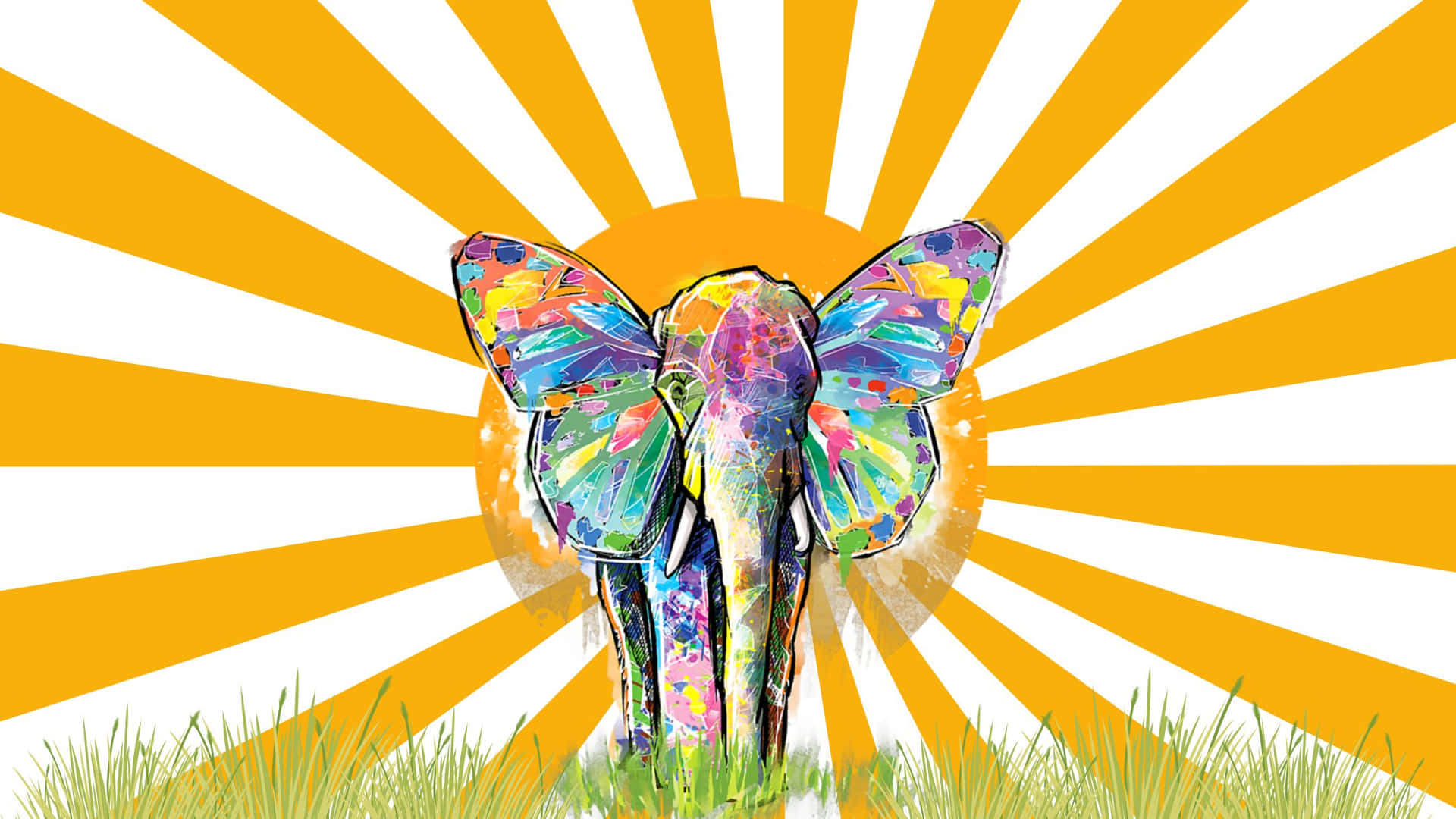 A Colorful Elephant Wallpaper