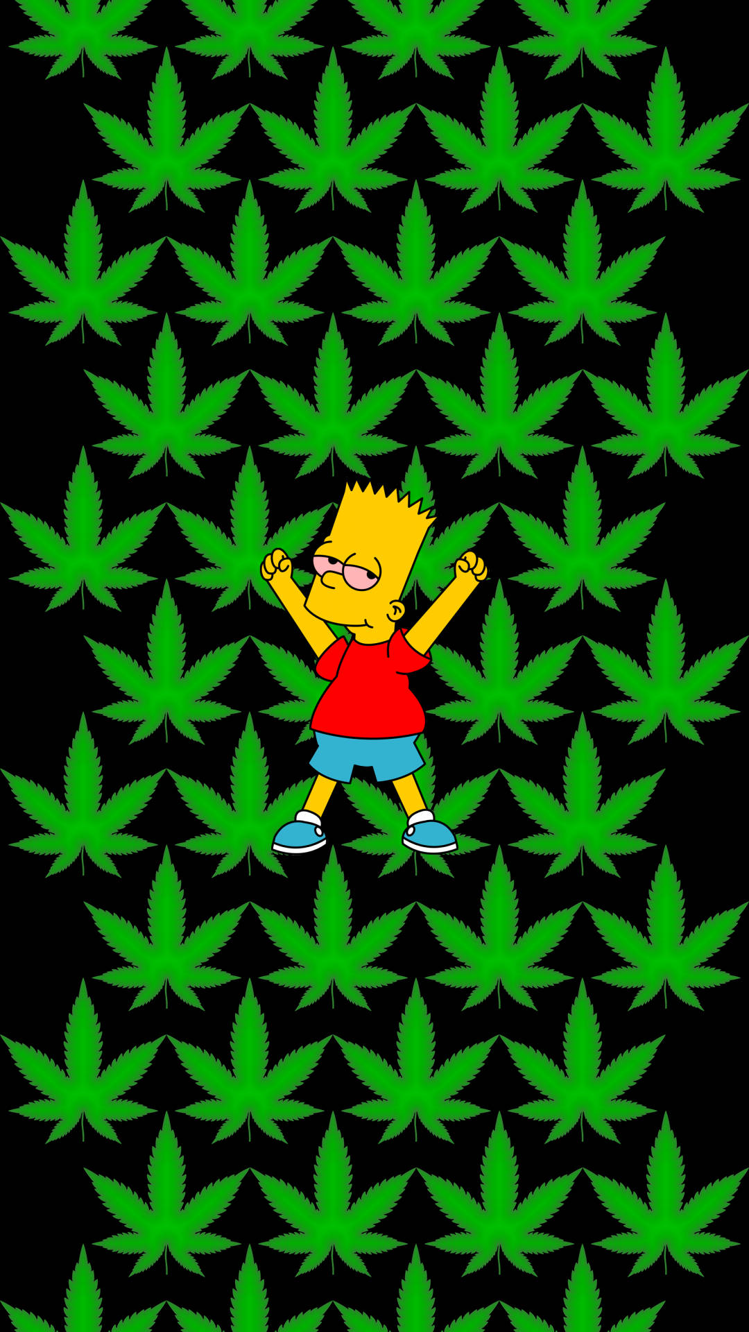 Sjov Weed Bart Simpson Portræt Udskrivning Tapet Wallpaper
