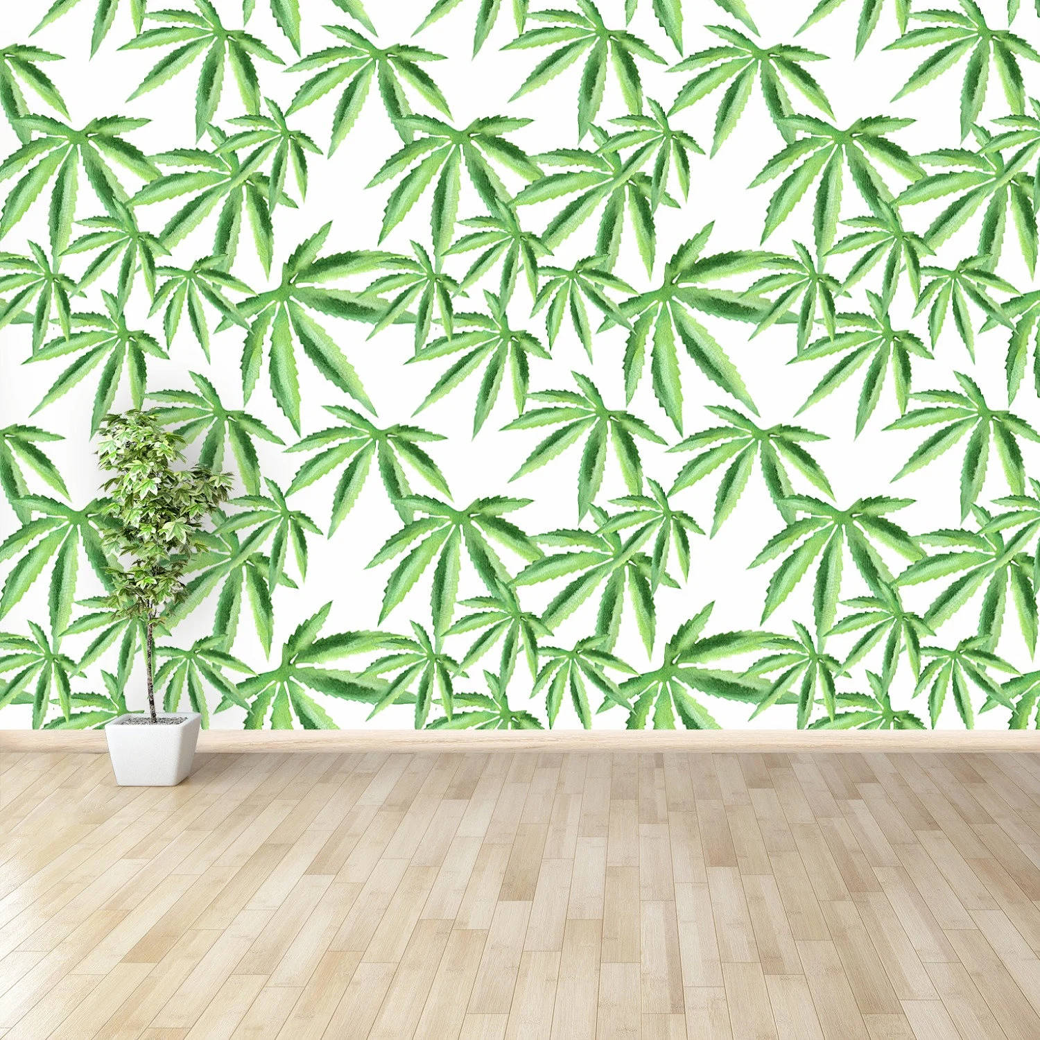 Sjov Weed Room Mønster Wallpaper