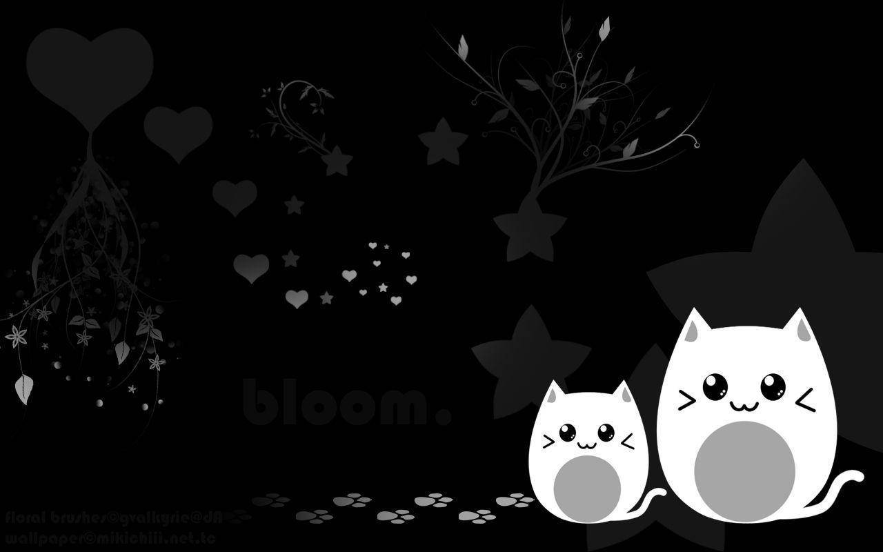 Cool White Cats On Black Wallpaper