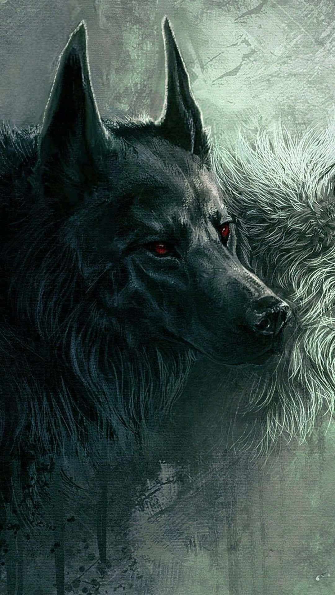 Majestic wild wolf gazing at night