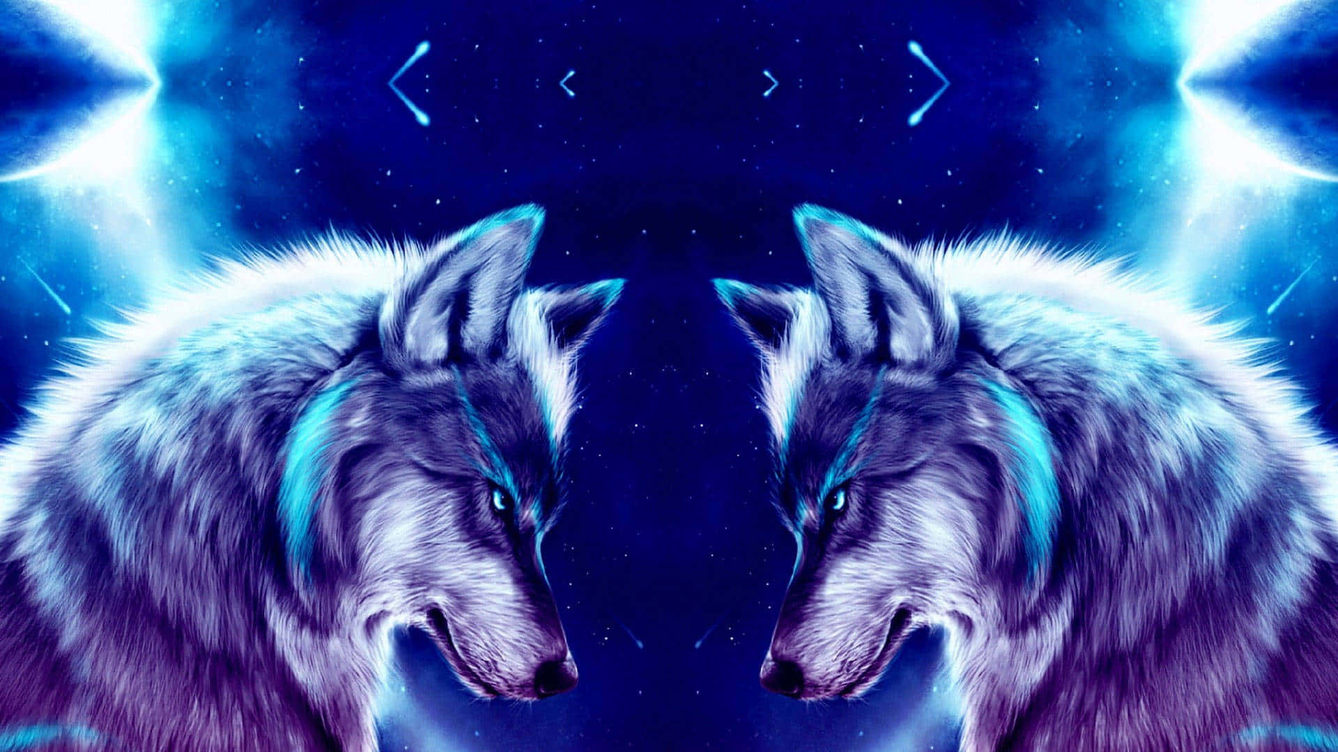 Two Wolves In The Night Sky