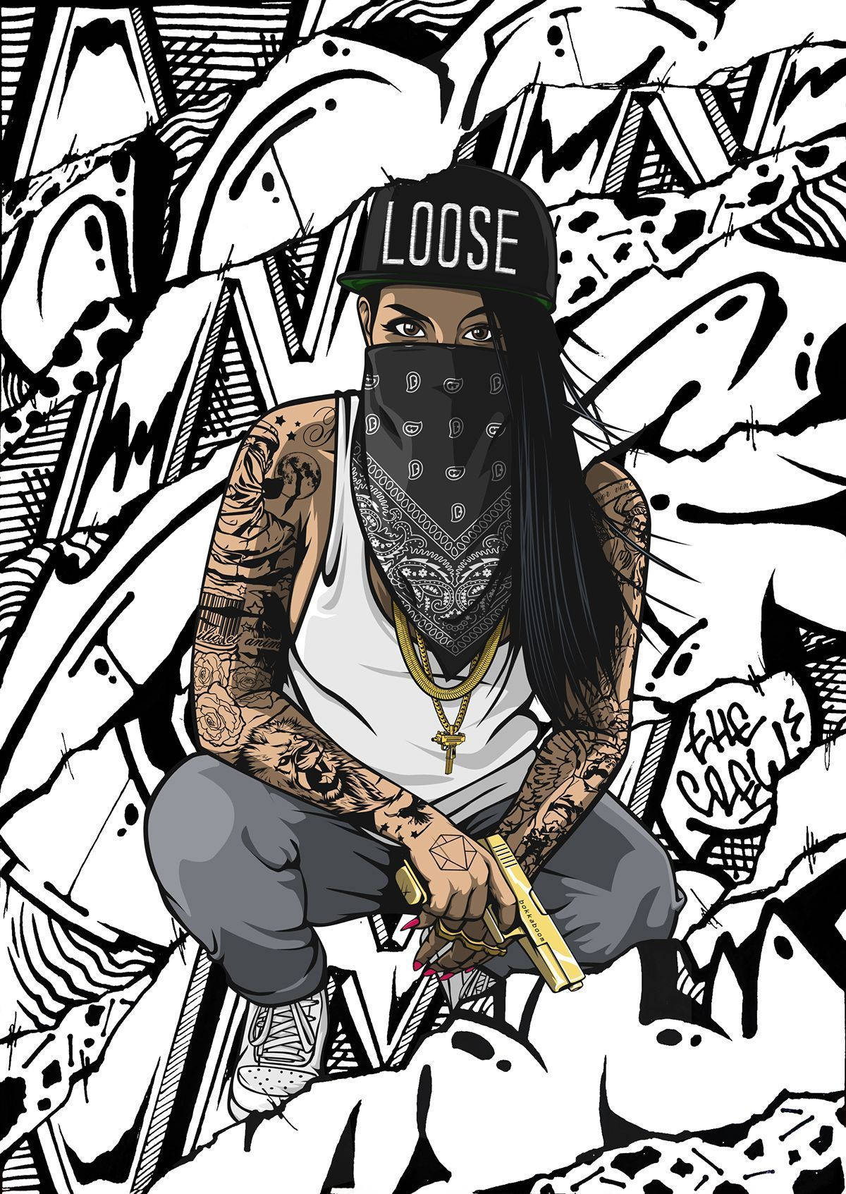 Download Cool Woman Gangster Cartoon Wallpaper 