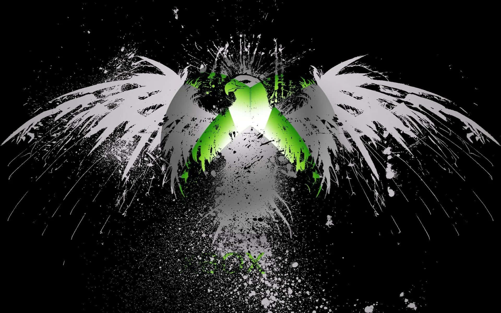 En grøn fugl med vinger på en sort baggrund Wallpaper