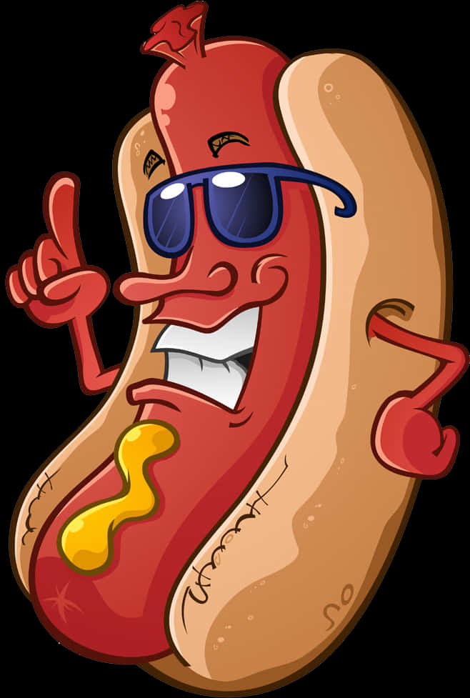 Cool_ Animated_ Hot_ Dog_ Character PNG