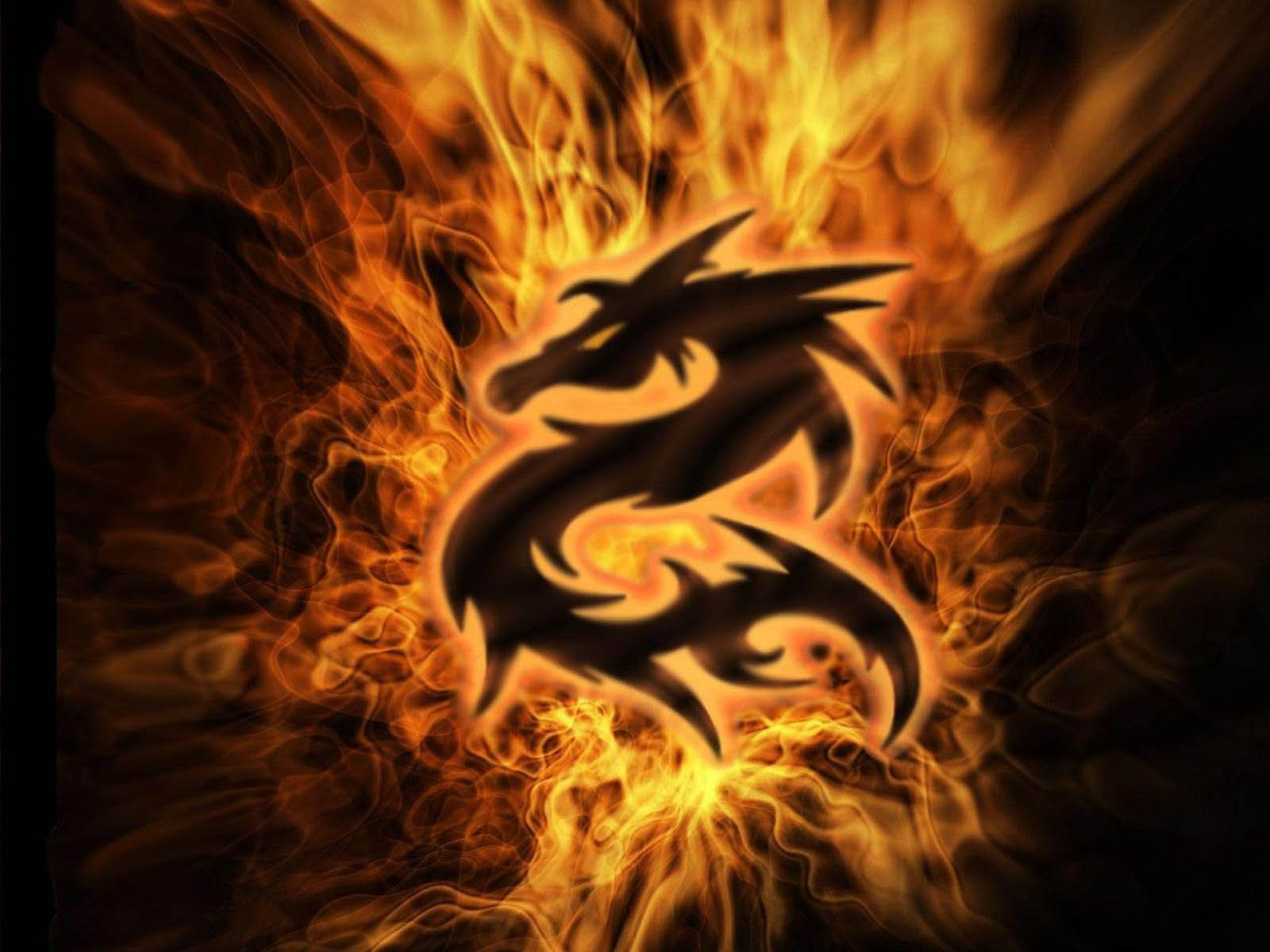 Coolest Dragon Symbol With Flames Wallpaper