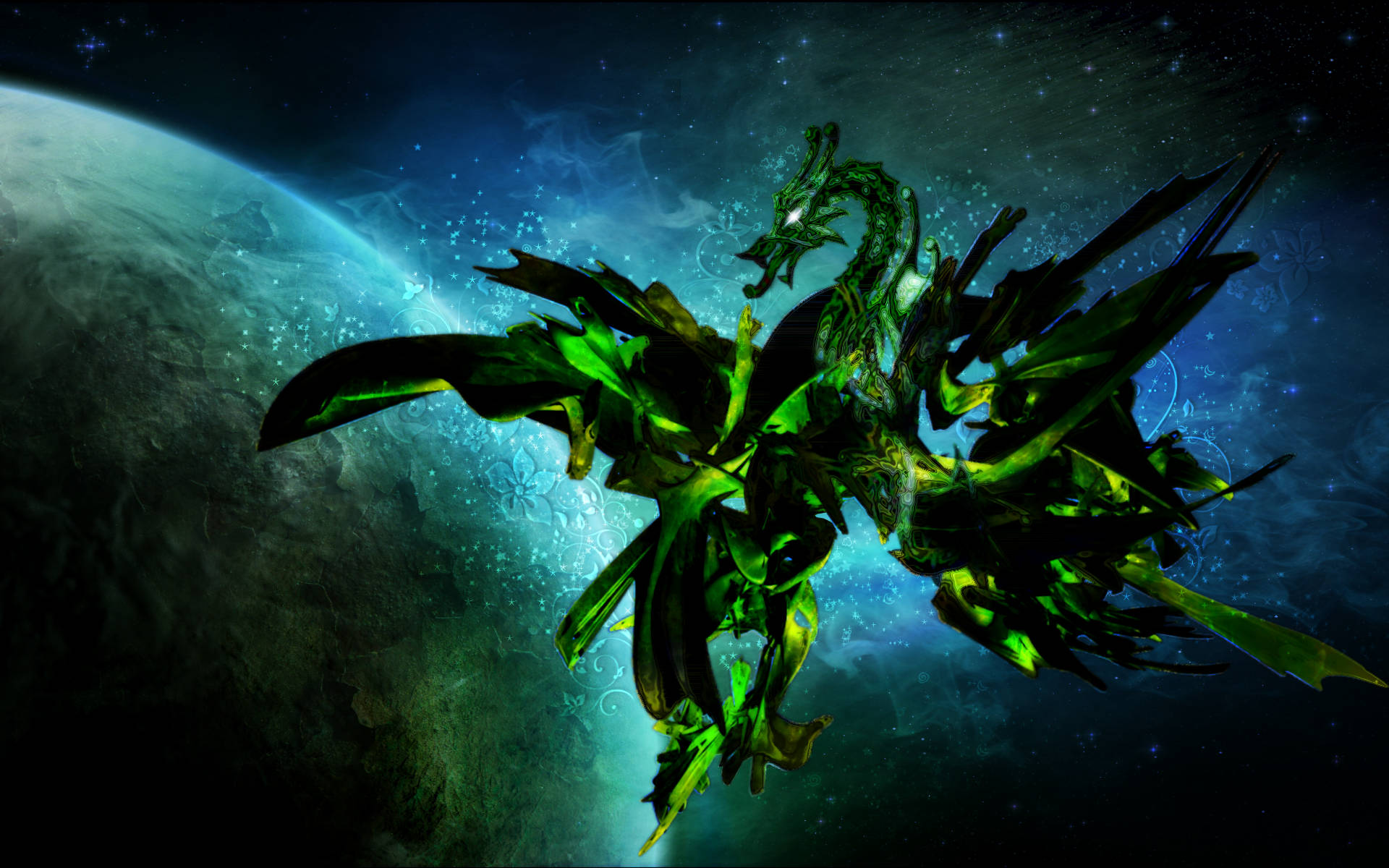 Coolest Dragon In Space Green Wallpaper