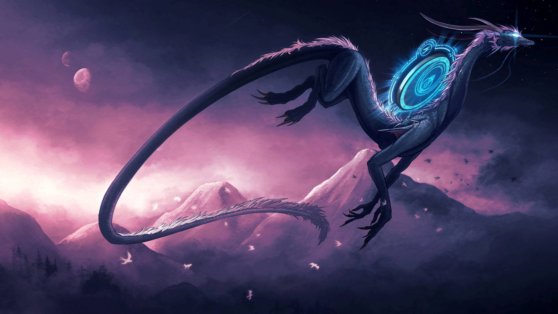 Coolest Dragon In Purple Aesthetic Wallpaper