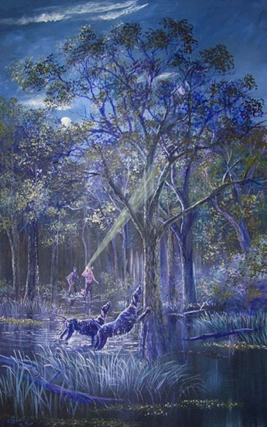 Coonhoundssom Skäller På Ett Träd-målning Wallpaper