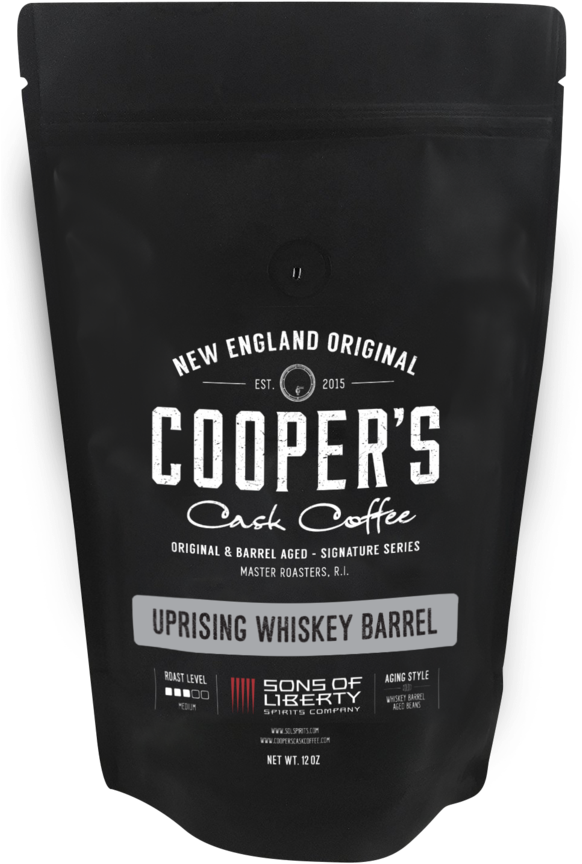 Coopers Cask Coffee Whiskey Barrel Aged Packaging PNG