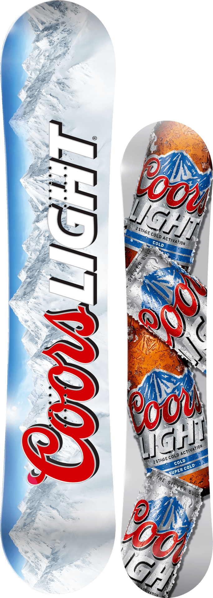 Coors Light Themed Snowboard PNG