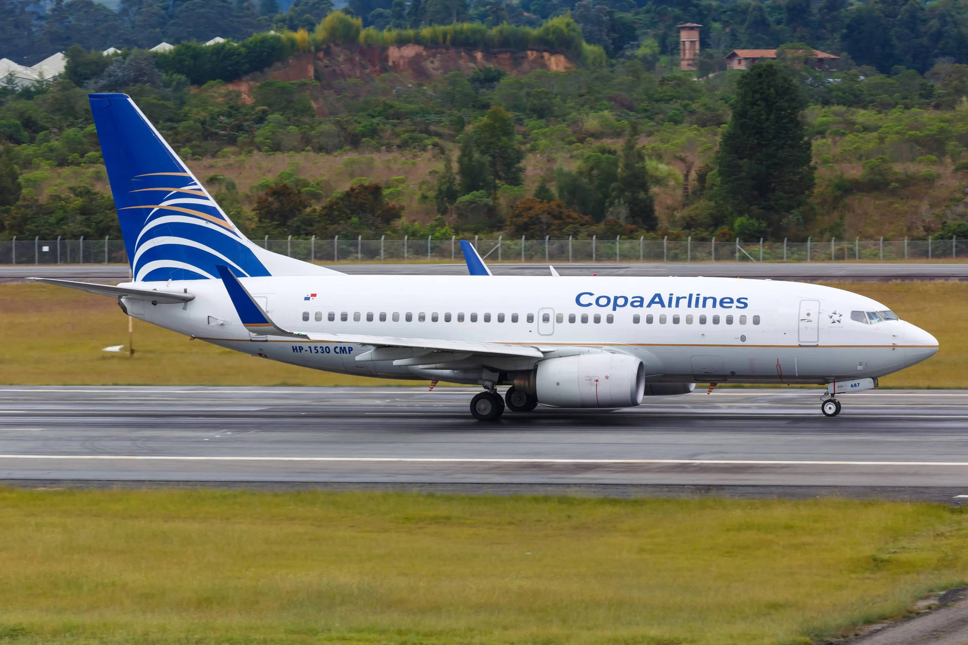 Áreade Aterrizaje De Aviones De Copa Airlines. Fondo de pantalla