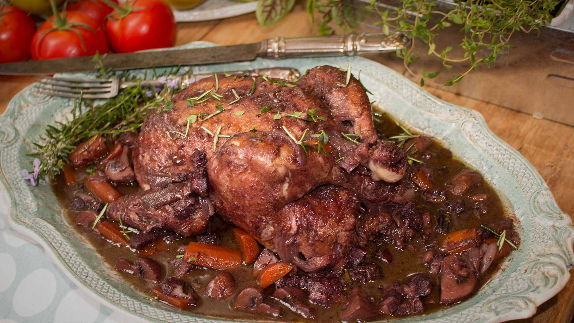 Coq Au Vin Made With Whole Braised Chicken Wallpaper
