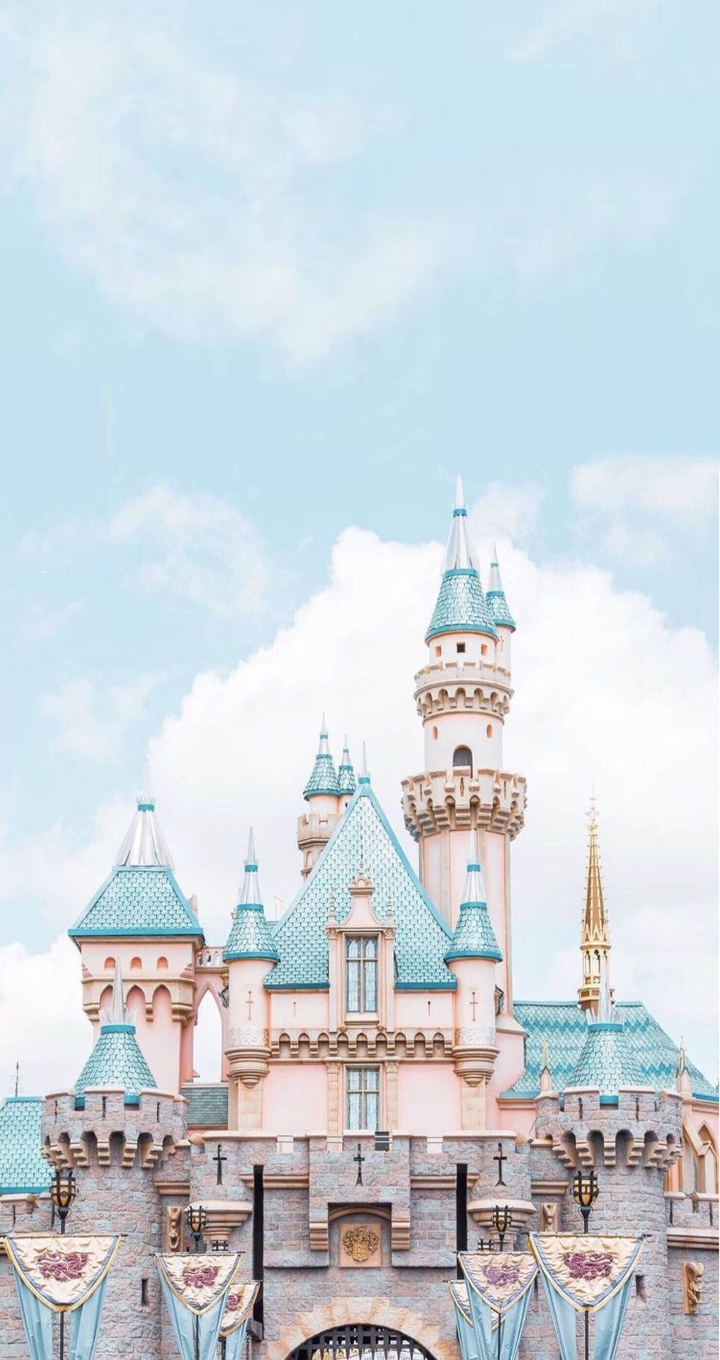 Coral Blue Disney Castle Wallpaper