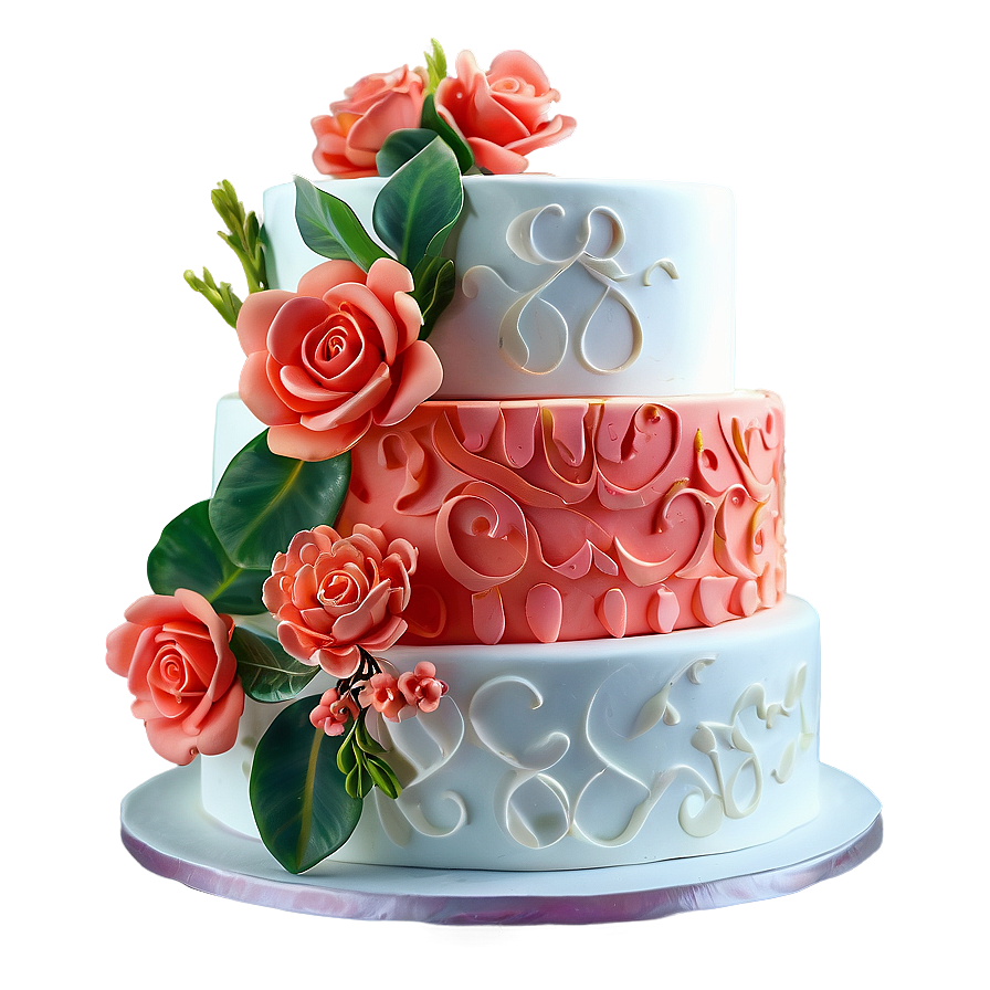 Coral Charm Wedding Cake Png 06122024 PNG