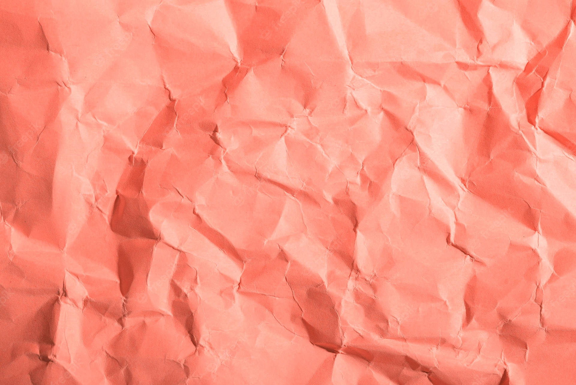 Coral Pink Crumpled Paper Wallpaper