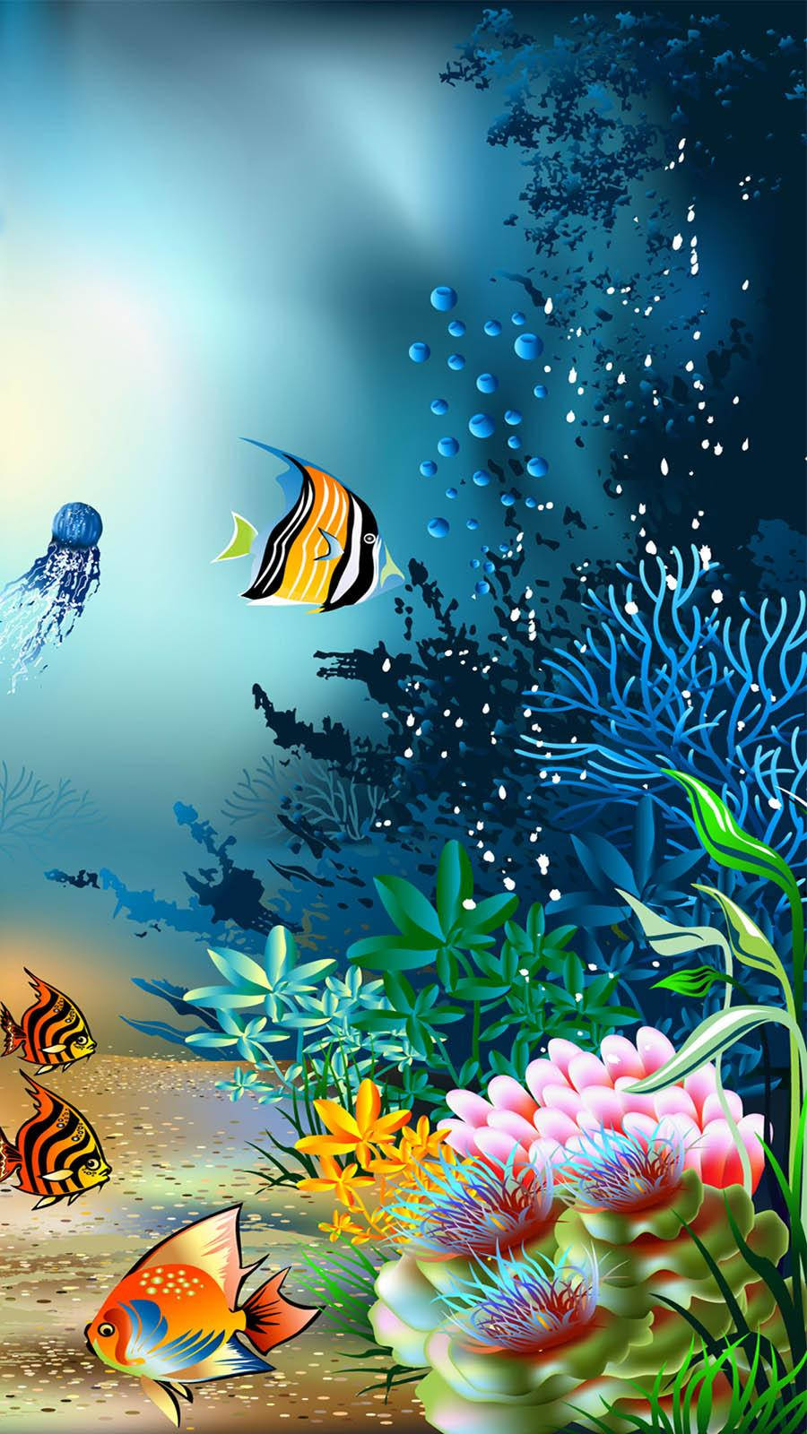 Animaciónde Peces En El Arrecife De Coral Fondo de pantalla