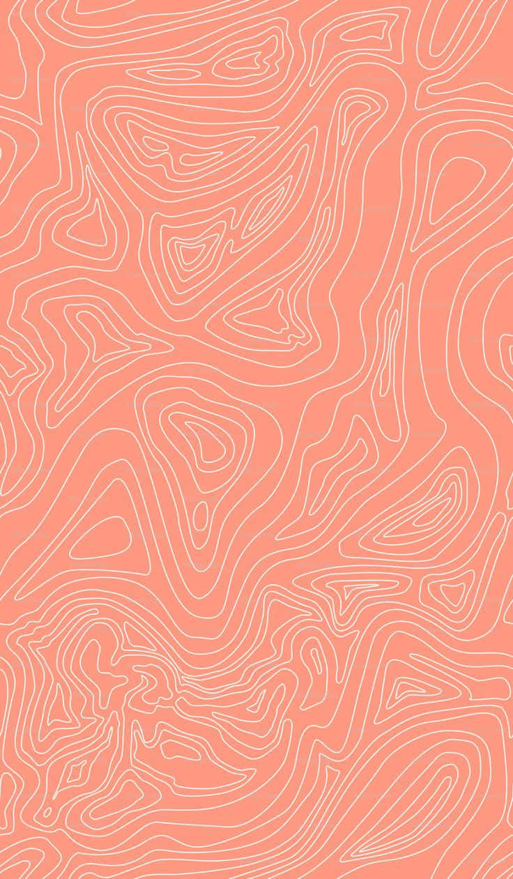 Coral Topographic Lines Art Wallpaper