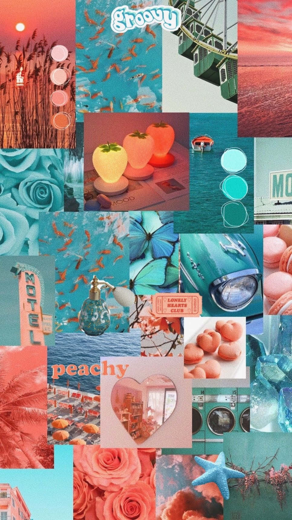 Coraland Teal Aesthetic Collage Wallpaper