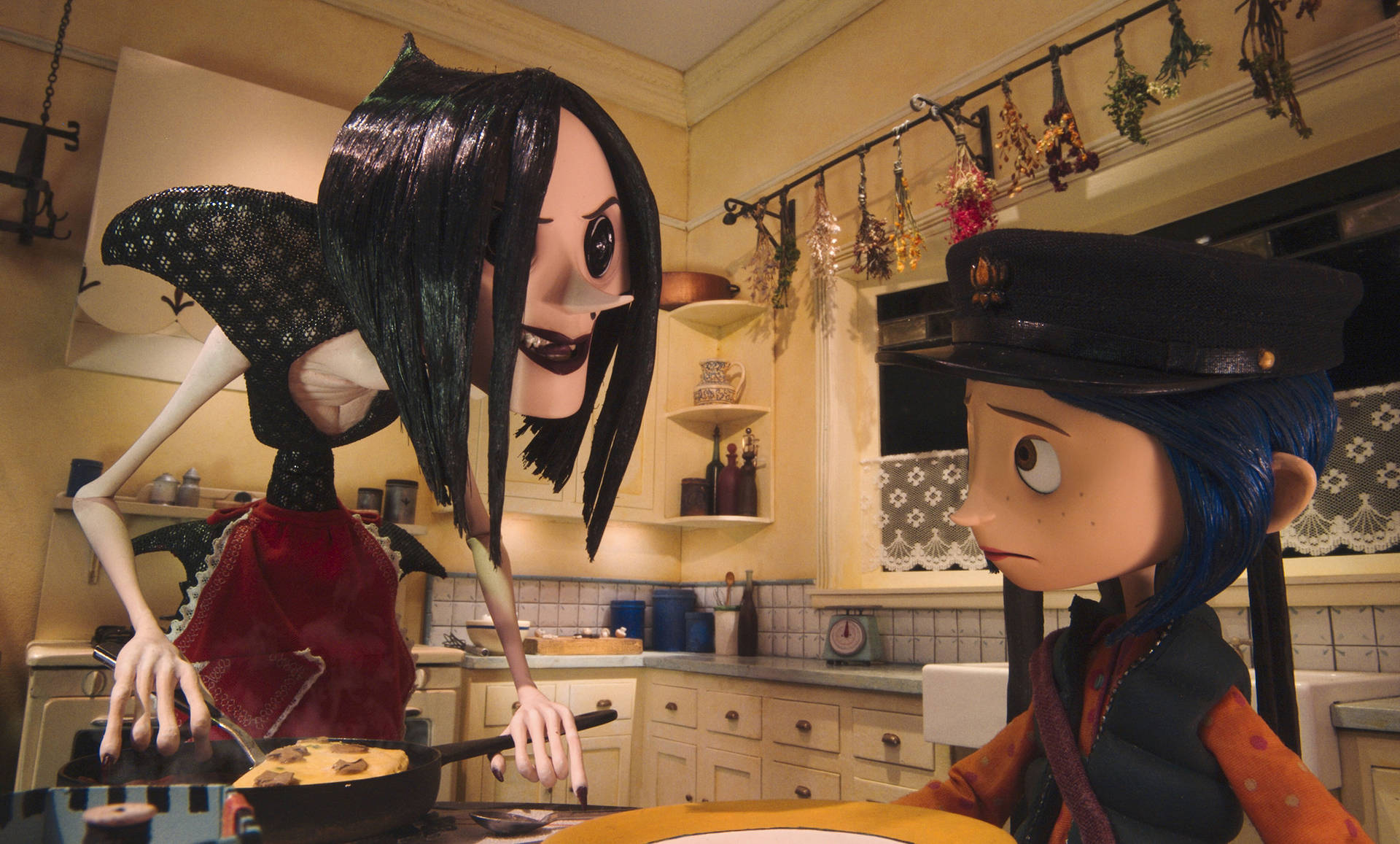 Coraline And Beldam Animated Horror Background
