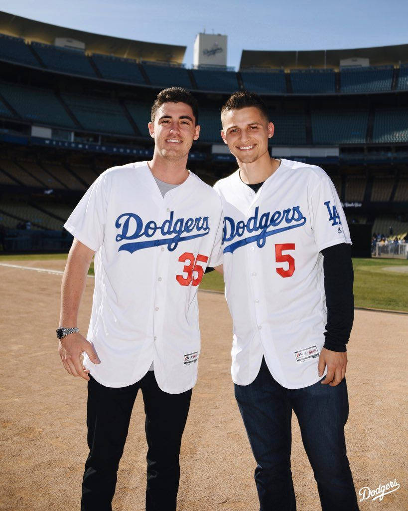 Corey Seager And Cody Bellinger Posing Together Wallpaper