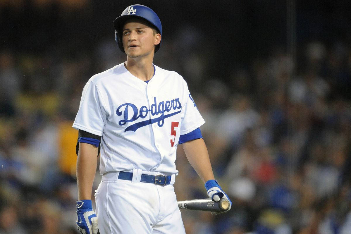 Corey Seager Holding Baseball Bat By His Side Wallpaper