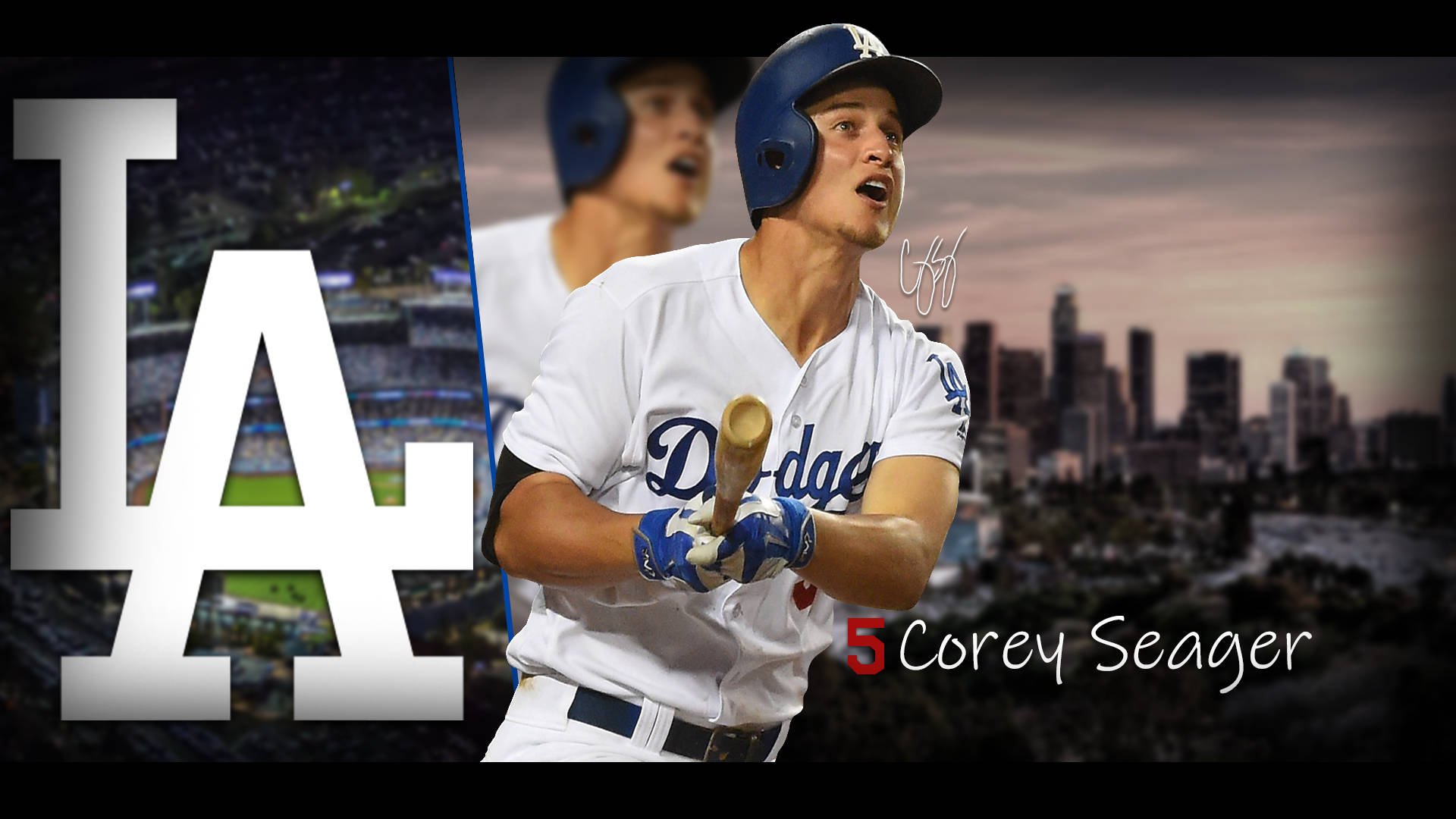 Download Corey Seager Running With Blue Lights Wallpaper