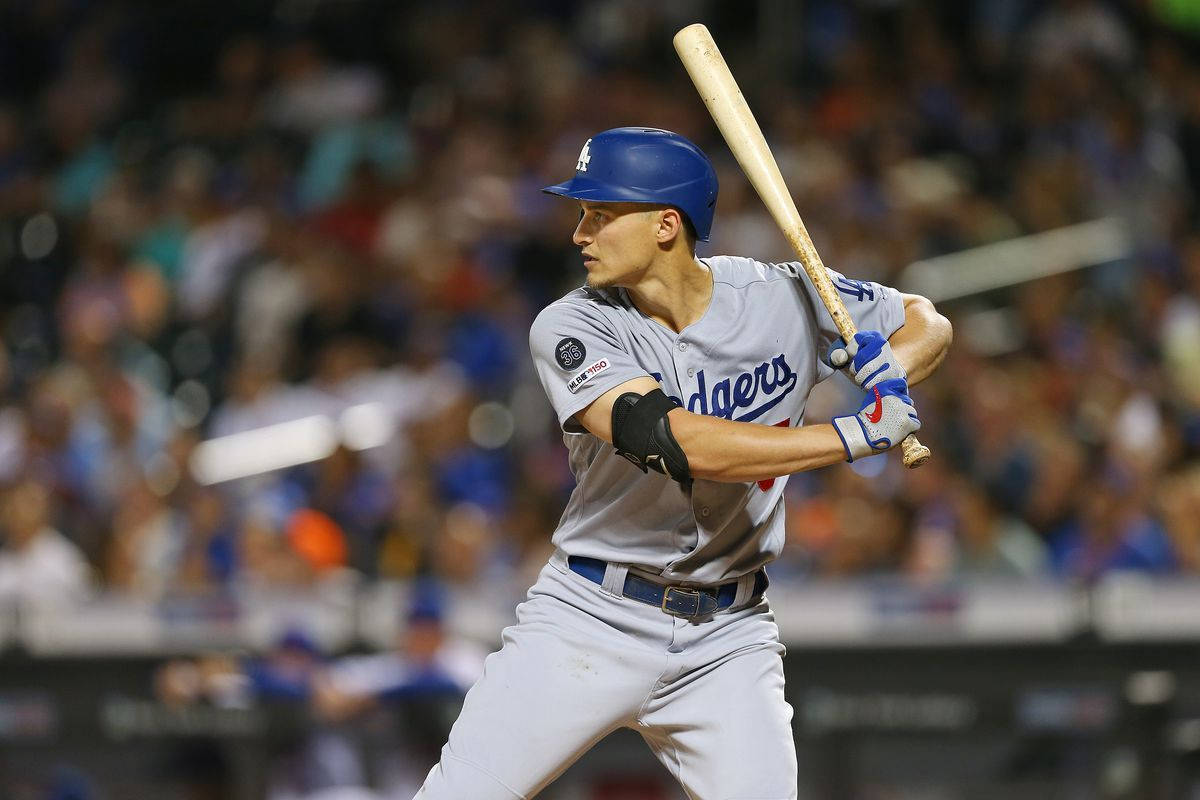 Download Corey Seager In Action At The Pitch Wallpaper