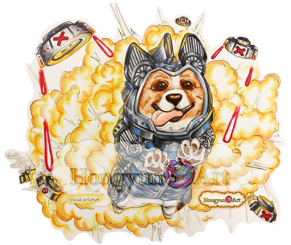 Corgi Astronaut Illustration PNG