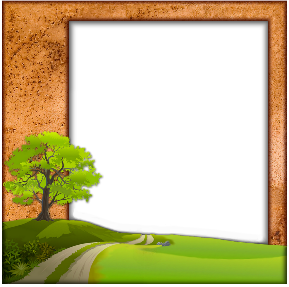 Cork Board Framewith Landscape PNG