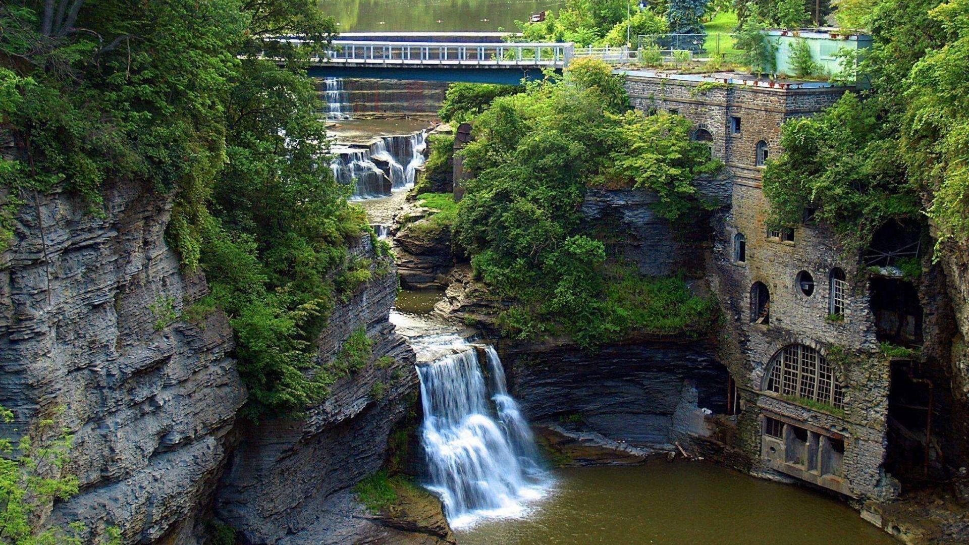 Cornell University Waterfalls Aerial Wallpaper