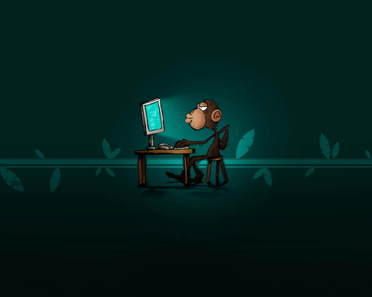 Corny Monkey Using Laptop [wallpaper] Wallpaper
