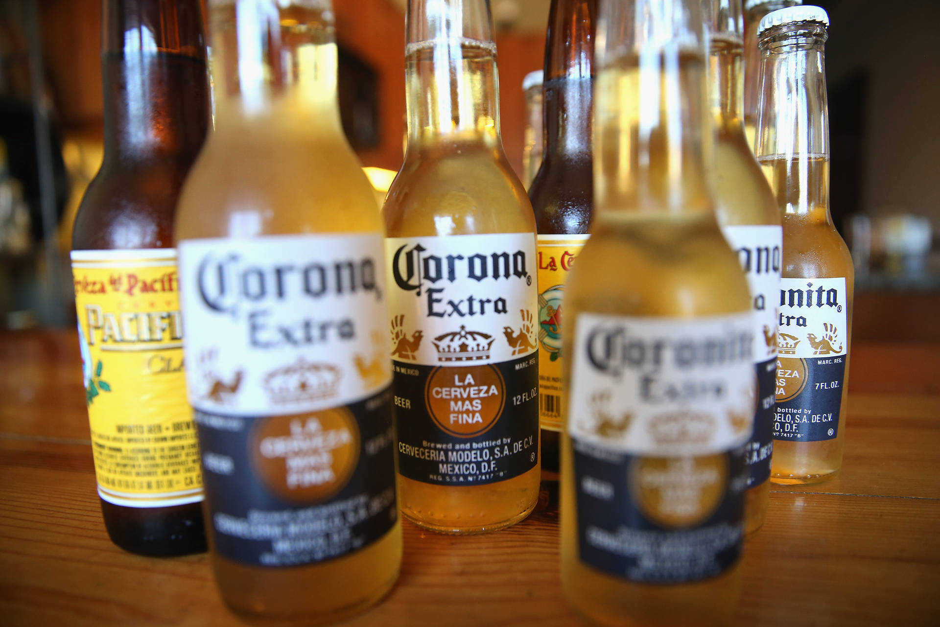 Chilling Corona Extra and Pacifico Clara Bottles Wallpaper