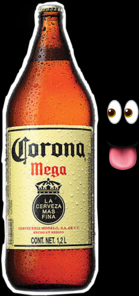 Corona Mega Beer Bottle Cartoon Face PNG