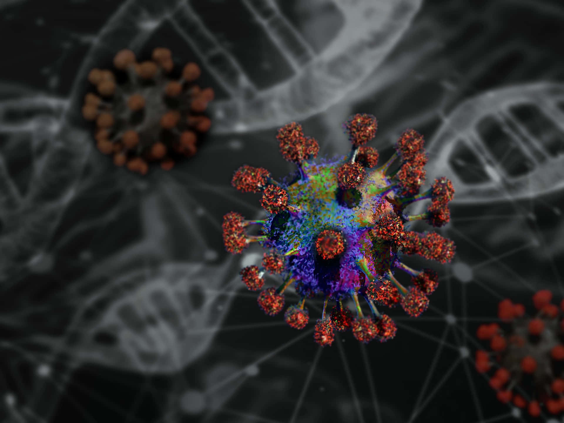 Scientists examining the 3D model of Coronavirus