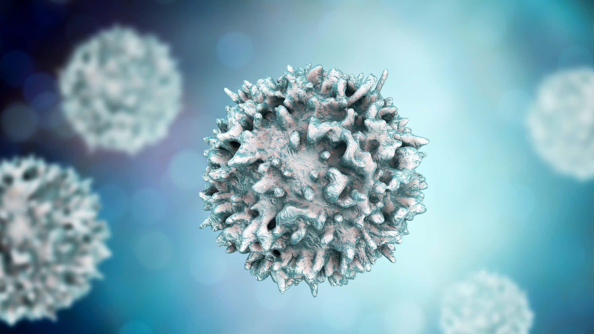 A White Virus Is Shown In The Background