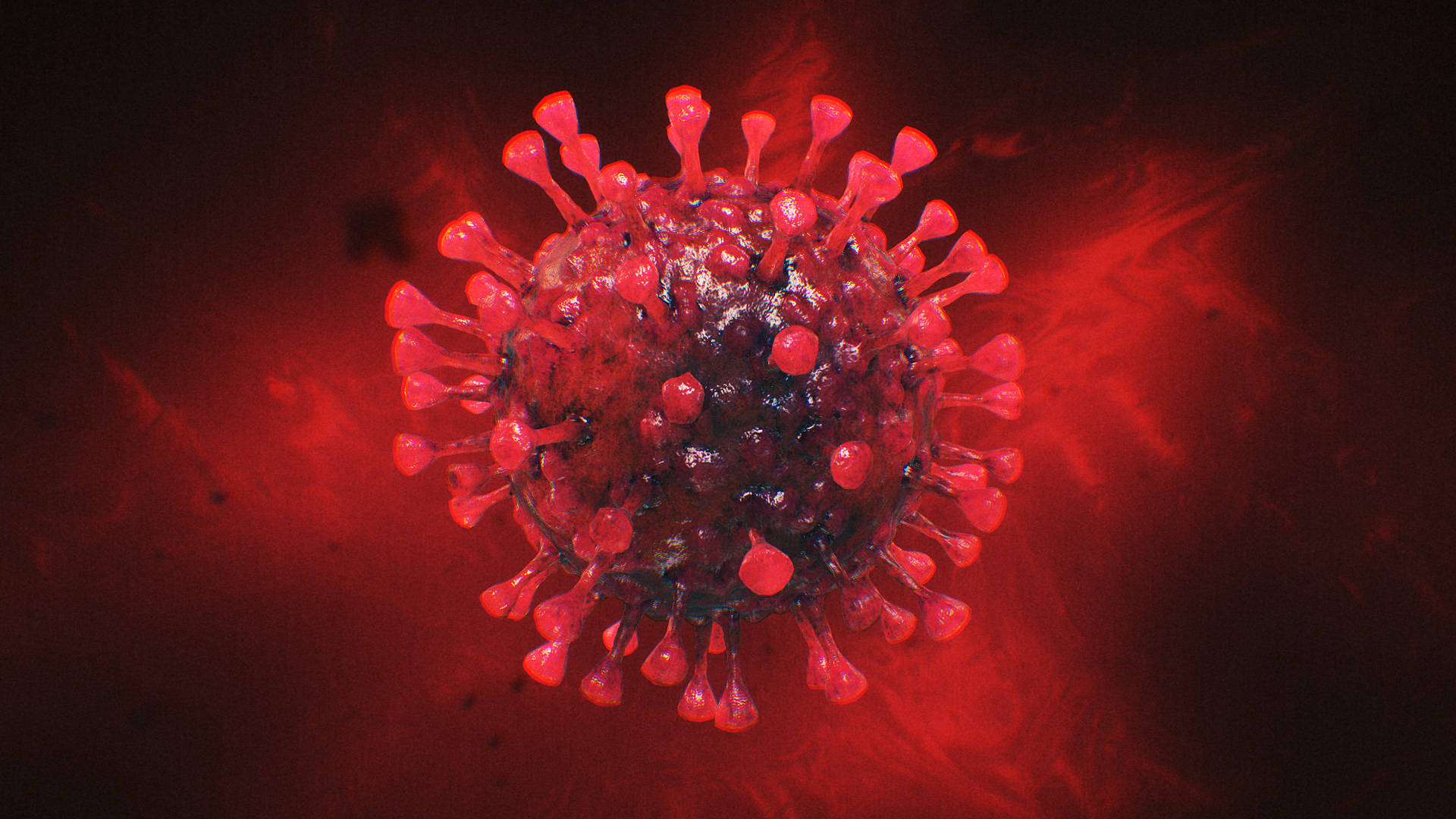 Coronavirus Diagram In Red Background