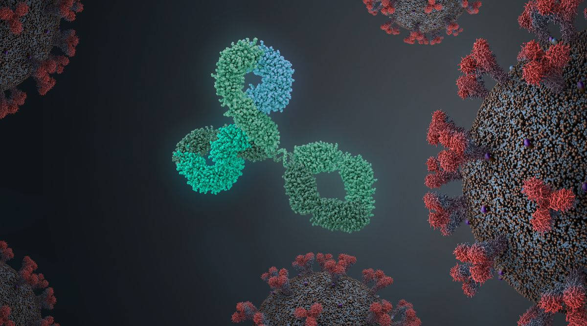 Coronavirus Dna With Particles Background