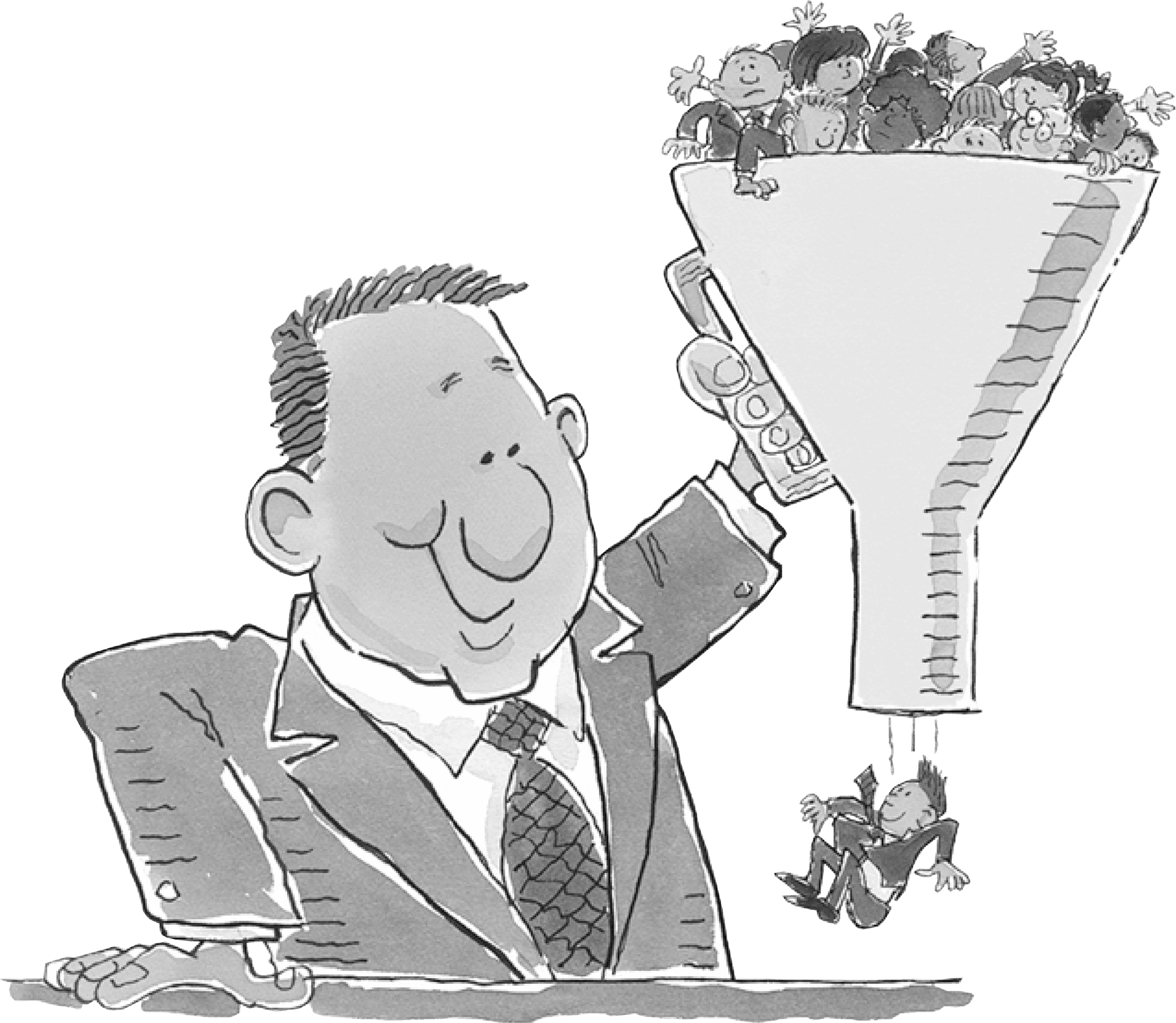 Corporate Funnel Downsizing Illustration PNG