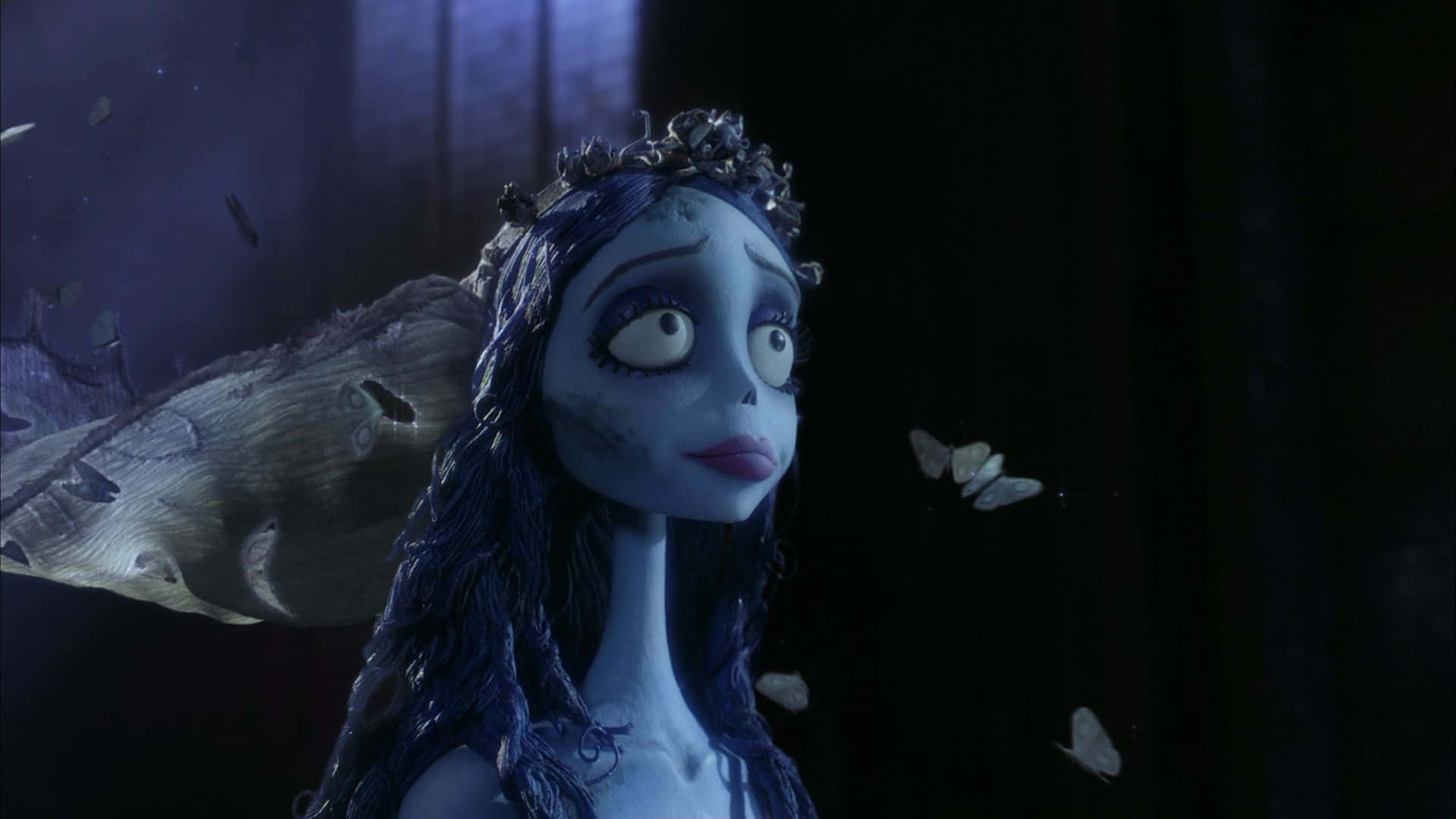 Enchanting Corpse Bride and Victor amidst a magical forest