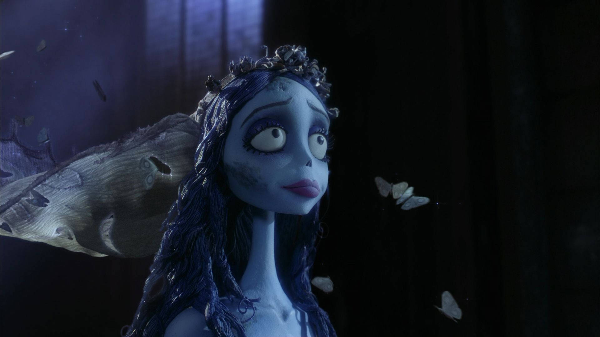 Corpse Bride Surrounded By Butterflies Wallpaper