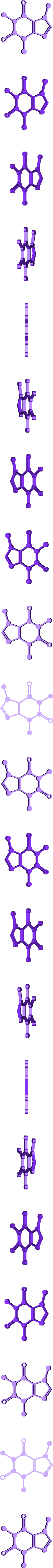 Corrupted Caffeine Molecule Visualization PNG